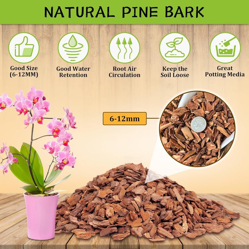 Legigo 6 Quarts Organic Orchid Potting Bark- All Natural Orchid Bark Potting Mix Pine Bark Wood Chips for Houseplant Mulch, Orchid Plants Root Development - Image 2